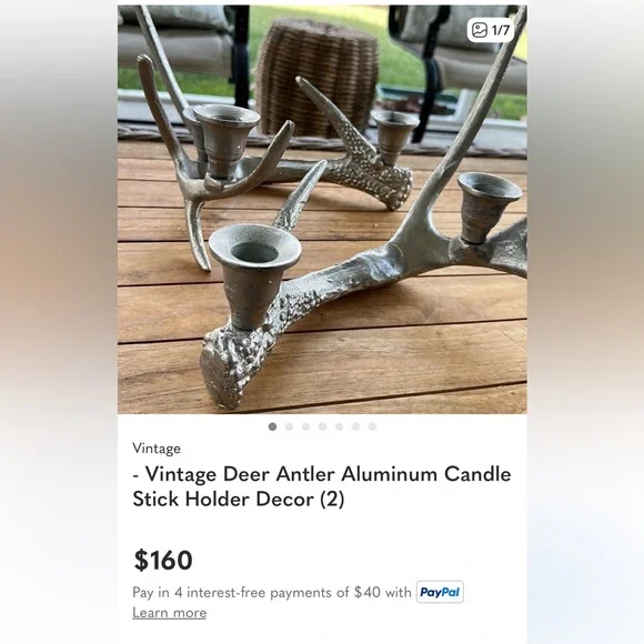 Antler Candle Holder, Silver Aluminum. Holds four candles. - Picture 11 of 16